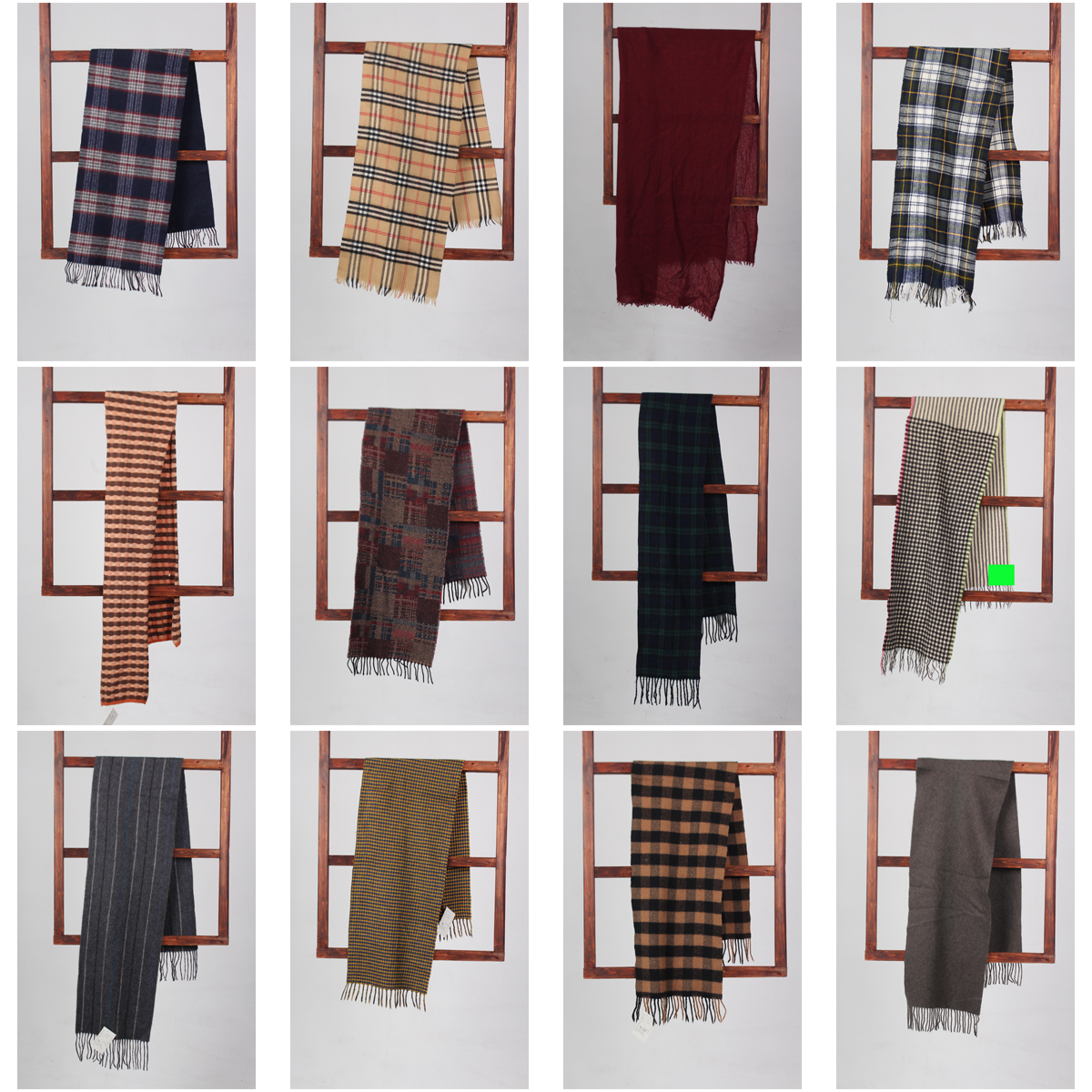 WJ54古着秋冬vintage欧美风达人街拍羊毛格子围巾披肩男女款两用