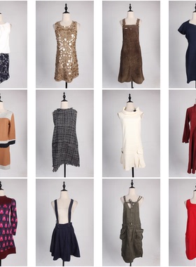 BX170古着vintage日系复古风秋冬羊毛呢中长款无袖连衣裙