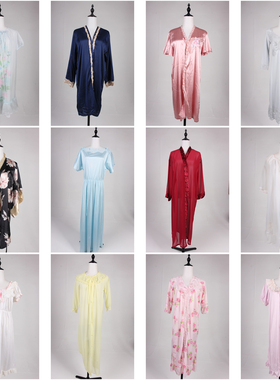 SQ142古着vintage日系花边中古居家内搭中长款蕾丝网纱甜美睡衣