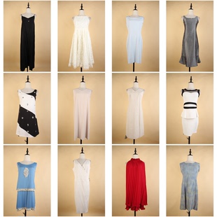 LY233古着vintage日系花色复古风无袖文艺女装春夏季中长款连衣裙