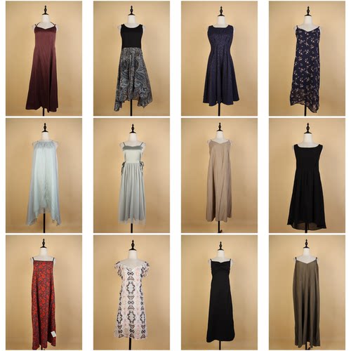 LY169古着vintage中古日制文艺复古风夏季无袖吊带中长款连衣裙女