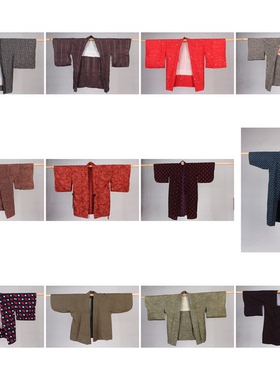 HF69古着vintage日本制传统民族服饰短和服羽织上衣