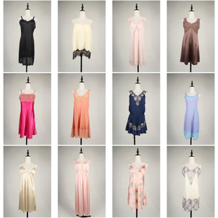 SQ134古着vintage夏季 睡裙 日系甜美风蕾丝花边居家内搭吊带中长款