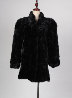 TM201-02533古着vintage冬季保暖真皮草水貂毛中长款大衣外套