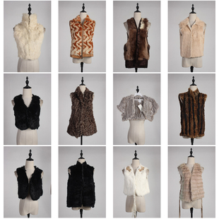 TM490古着vintage冬季甜美风女装中古真皮草兔毛马甲