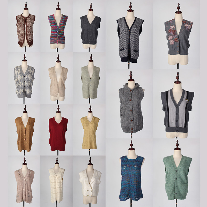 BM6古着vintage日本制学院风文艺森系秋冬毛线针织羊毛马甲