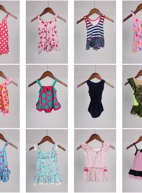 YW146古着vintage夏季可爱俏皮甜美风海边沙滩儿童连体泳衣泳裤