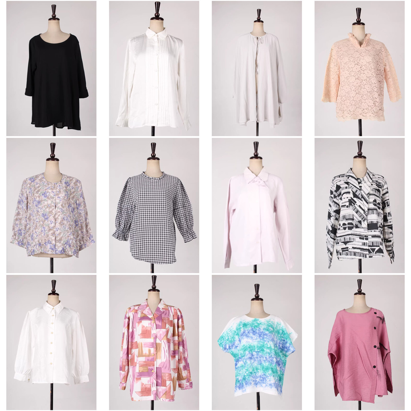 vintage古着日本制韩系甜美风少女春夏女装中古衬衫雪纺上衣H666 - 发財卖衣店出品