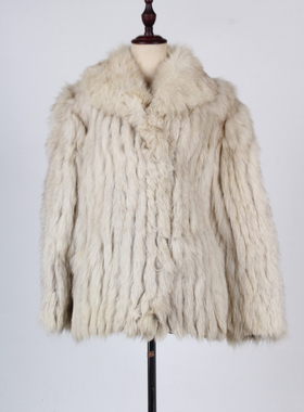 TM265-03490古着vintage冬季保暖真皮草狐毛外套