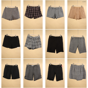 短裤 KZ196古着vintage日系法式 学院风棉质毛呢小个子女装