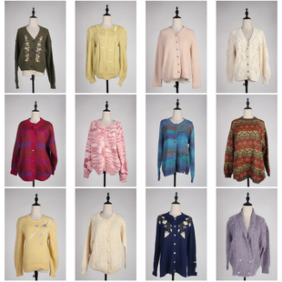 MY133古着vintage中古日系秋冬羊毛圆领复古风毛衣