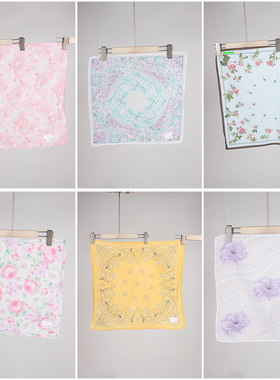 SW182古着vintage女士花色花色方巾手帕