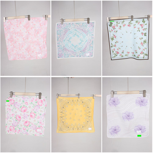 SW182古着vintage女士花色花色方巾手帕