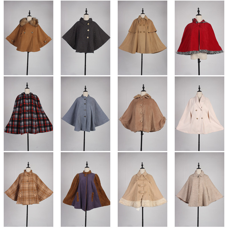 DA213古着vintage秋冬毛呢复古风英伦法式优雅女装披肩斗篷