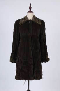 兔毛大衣外套 保暖真皮草中长款 TM269 03533古着vintage冬季