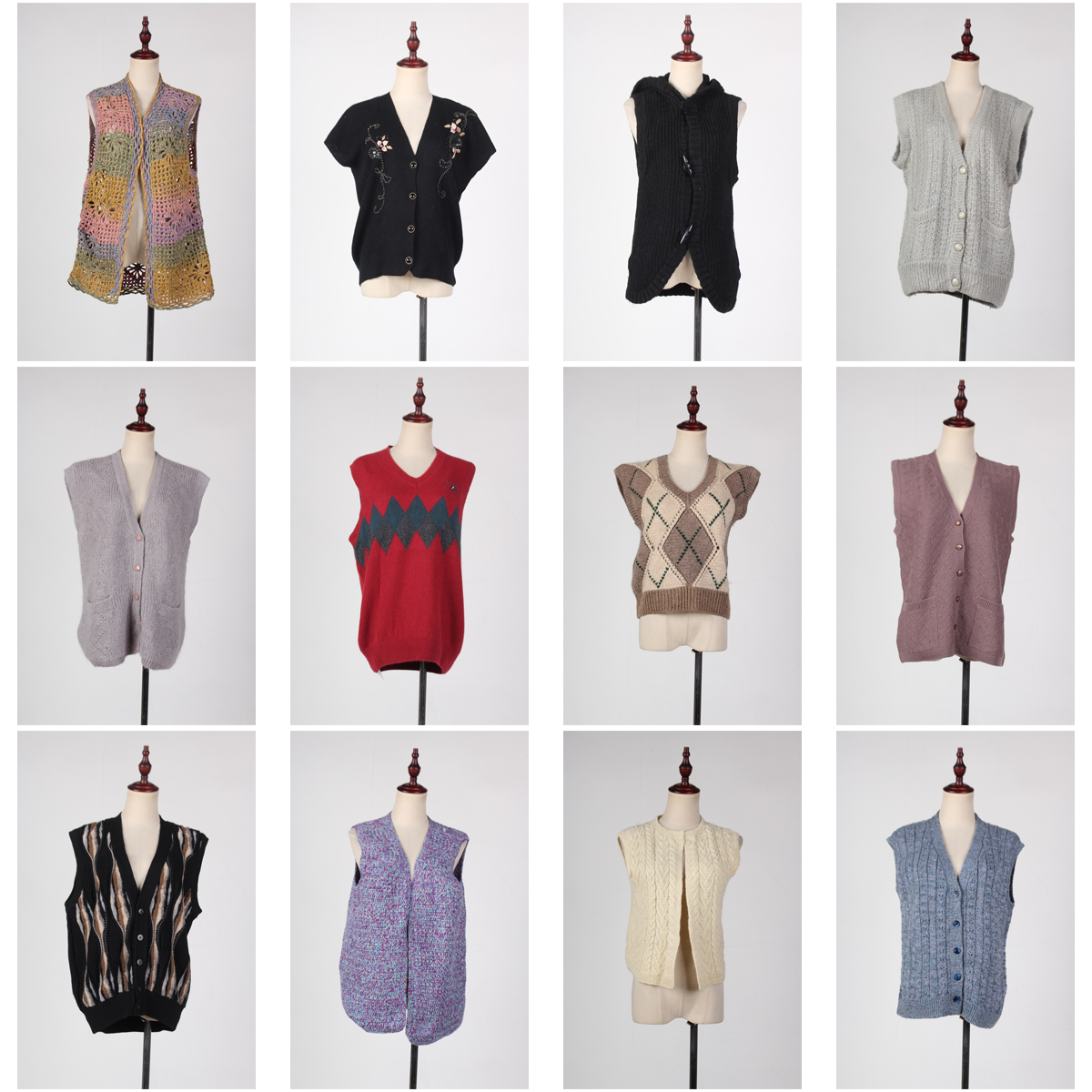 BM12古着vintage秋冬学院风文艺森系复古针织毛线马甲