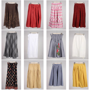 BK634古着vintage夏季日制森系文艺复古风棉质中长款半身裙