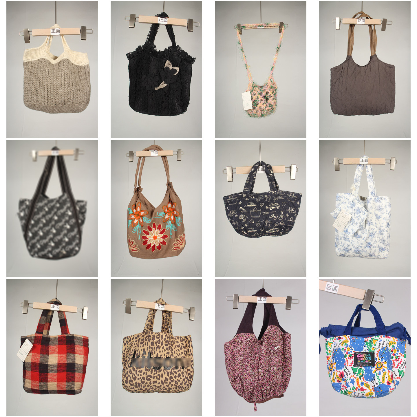 DZ202古着vintage日系单件手提斜挎帆布编织文艺男女百搭休闲包包