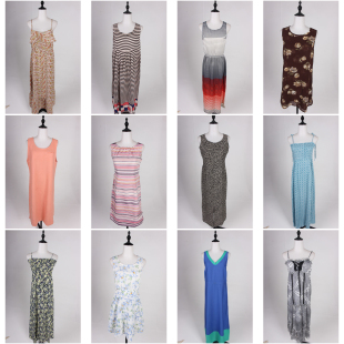 连衣裙 无袖 LX23古着vintage日系中古复古风花色文艺风中长款 夏季