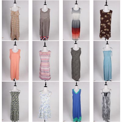 LX23古着vintage日系中古复古风花色文艺风中长款夏季无袖连衣裙