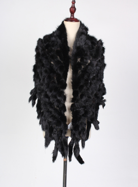 WJ128-02887古着vintage秋冬真皮草编织貂毛毛领披肩