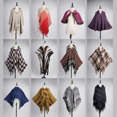 DA136古着vintage日系文艺学院风英伦法式 格子流苏秋冬斗篷披肩