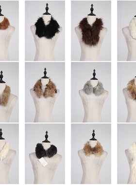 WJ293古着vintage秋冬真皮草围巾毛领