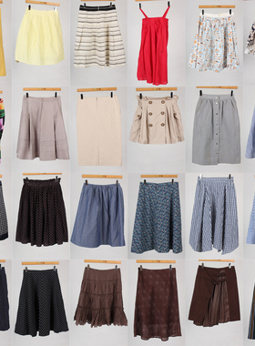 vintage古着日制夏季短裙文艺风学院年轻款高腰复古风半身裙H828