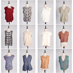 MY62古着vintage秋冬羊毛毛线马甲中古日系学院风复古风无袖 坎肩