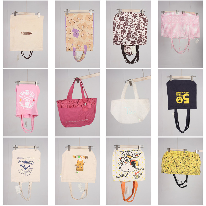 DZ157古着vintage日系女士可爱卡通帆布单肩斜挎手提袋子大包小包