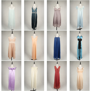 SQ136古着vintage日系甜美风夏季 睡裙 内搭家居蕾丝花边吊带中长款