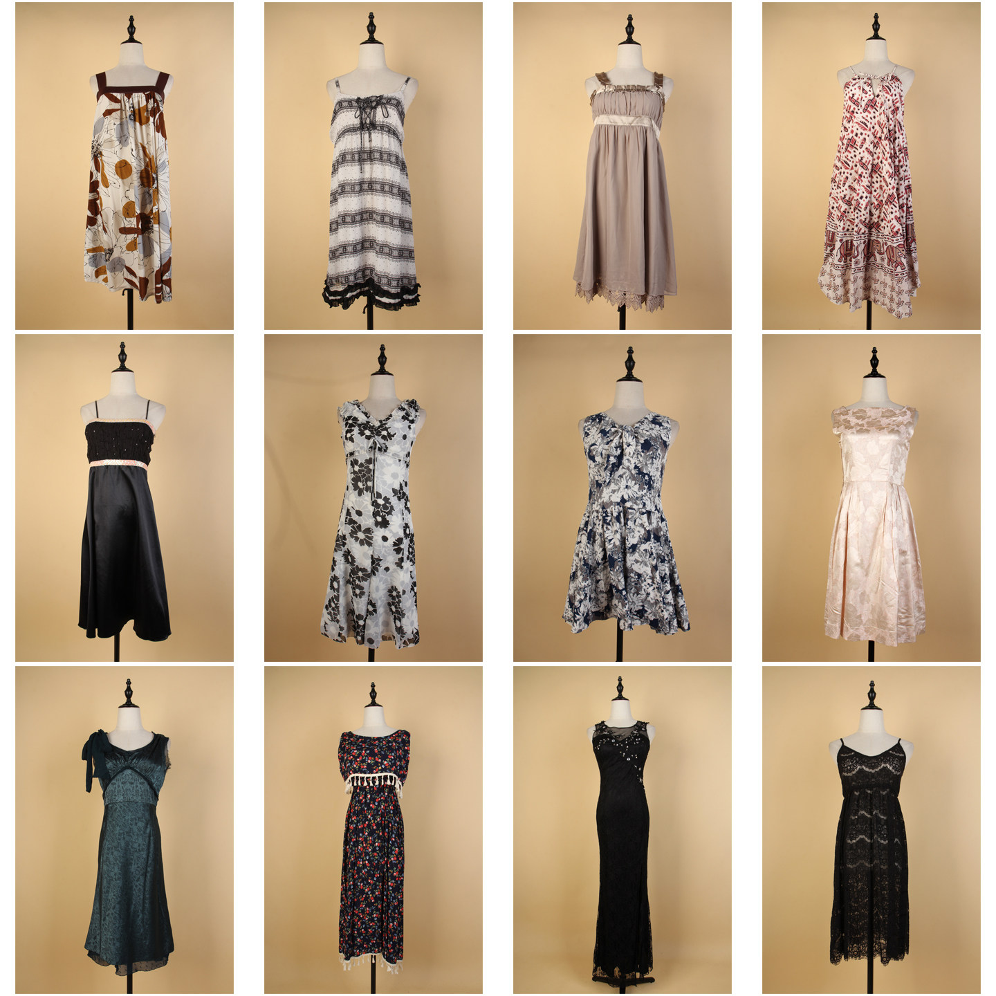 LY635古着vintage日系甜美风森系小个子女生花色中长款连衣裙夏季