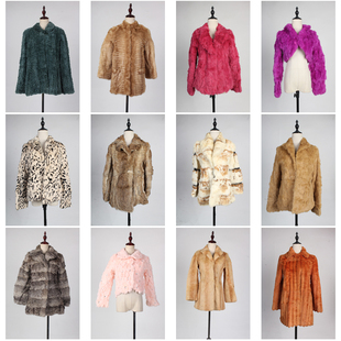 TM451古着vintage秋冬真皮草保暖兔毛外套