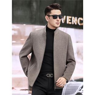 罗蒙高端毛呢外套男士短款羊毛大衣商务羽绒内胆加厚夹克爸爸冬装