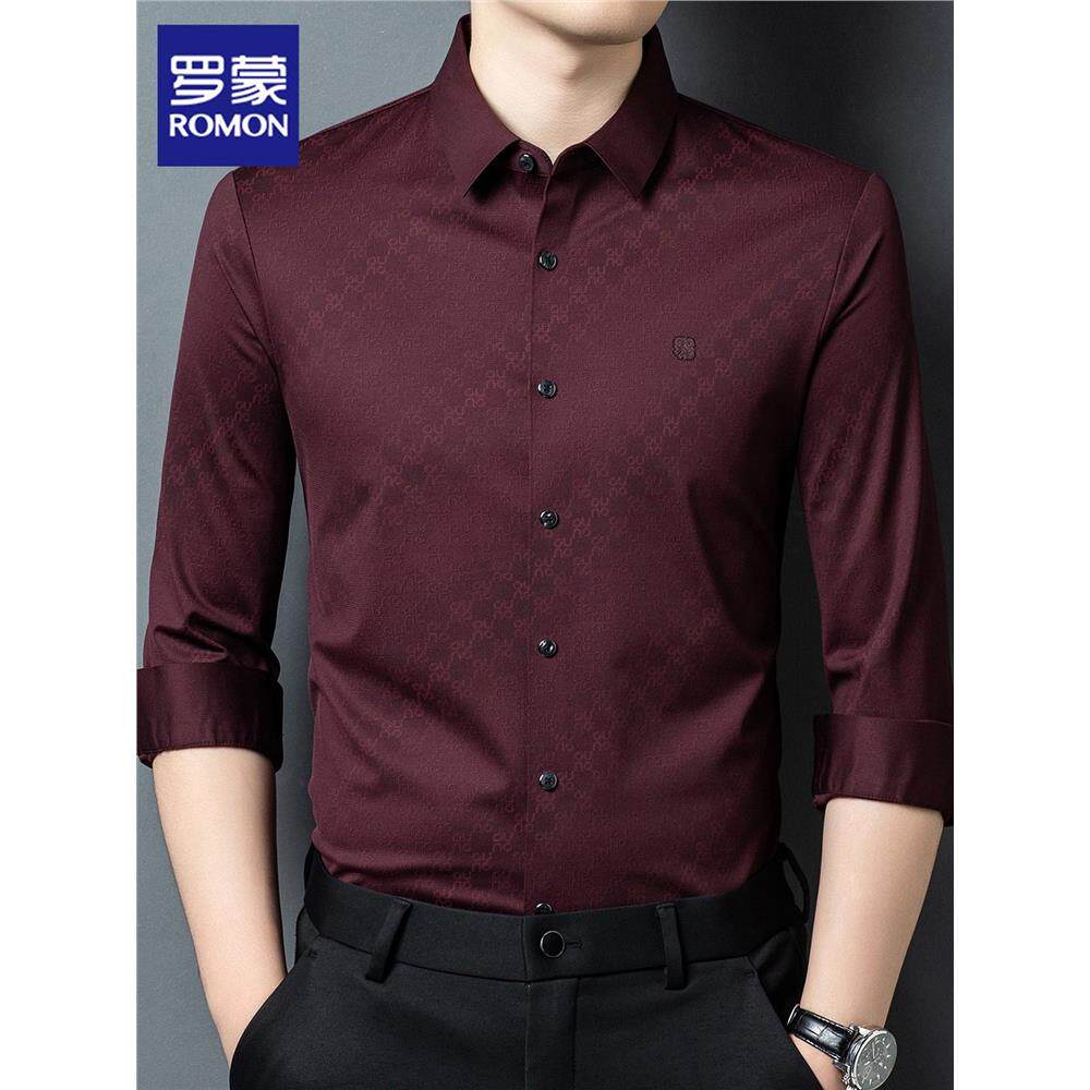 罗蒙加绒长袖衬衫男士2025秋冬新款潮流高端商务打底加厚衬衣男款