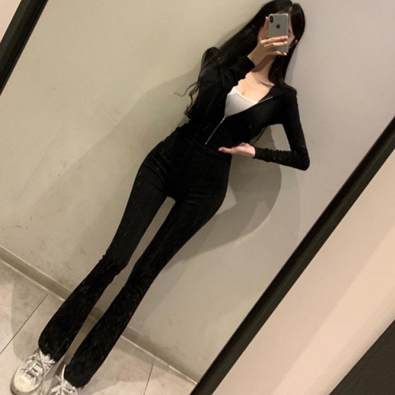 当天发 Onoev QF182好看修身显瘦 连帽卫衣外套+休闲裤女