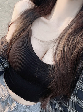 YD302性感女人味~显胸带胸垫螺纹紧身吊带背心se