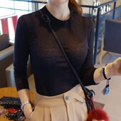 体恤打底衫 2019秋季 上衣 紧身性感百搭长袖 t恤女纯色修身 新款 韩版