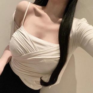 Onoev2025新款 中袖 现货 韩系显胸女人味吊带 两件 短款 开衫
