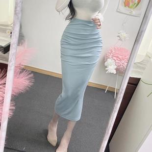 OnoevYK506性感显腿长女人味褶皱开叉鱼尾半身裙se 热销
