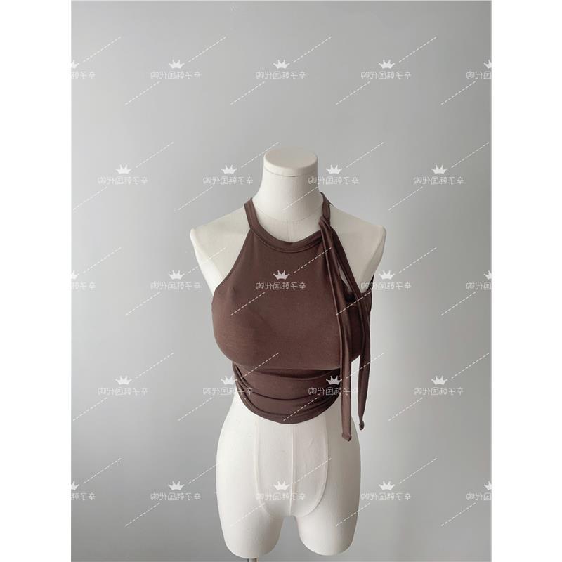 现货~Onoev挂脖紧身显身材简约系带背心