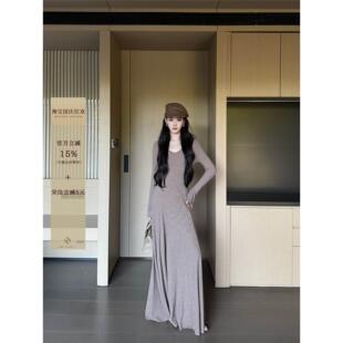 有洧Youwei巨好看的早秋连衣裙女长袖2025新款秋季长款针织长裙子