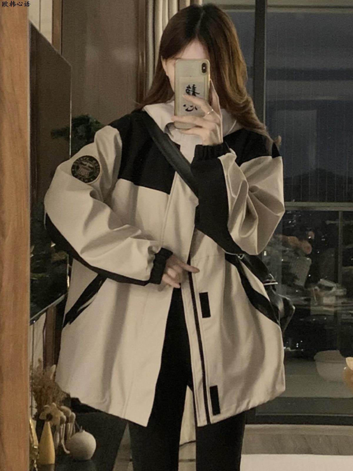 冲锋衣外套女2025春秋新款宽松连帽炸街工装高级感学生流行上衣服,女装/女士精品,短外套,淘宝优惠券,粉丝福利购,淘宝优惠卷