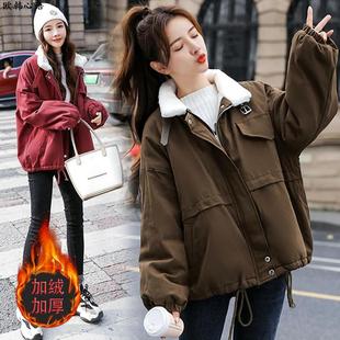 羊羔毛加绒外套派克服冬季2025新款爆款大码女款加厚棉服棉衣超厚