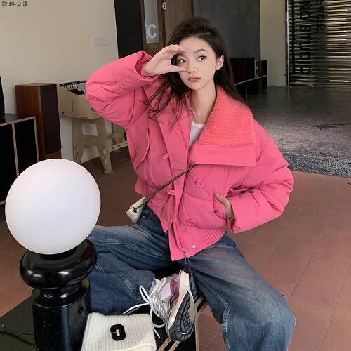 冬季女加厚羊羔毛短款面包服