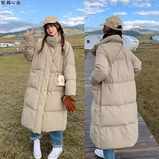 装 胖妹妹冬季 过膝大码 加厚显瘦中长款 棉衣外套保暖羽绒棉服女 新款