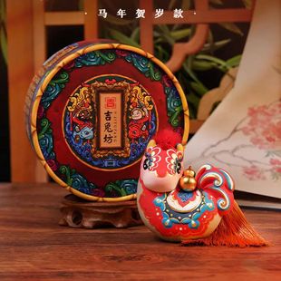 2026马年吉祥物手工泥塑福禄马摆件新年红色喜庆贺岁生肖马上发财