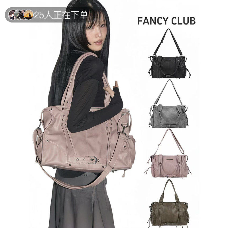 Fancy club韩国小众25款复古百搭大容量街头机车风通勤斜挎单肩包