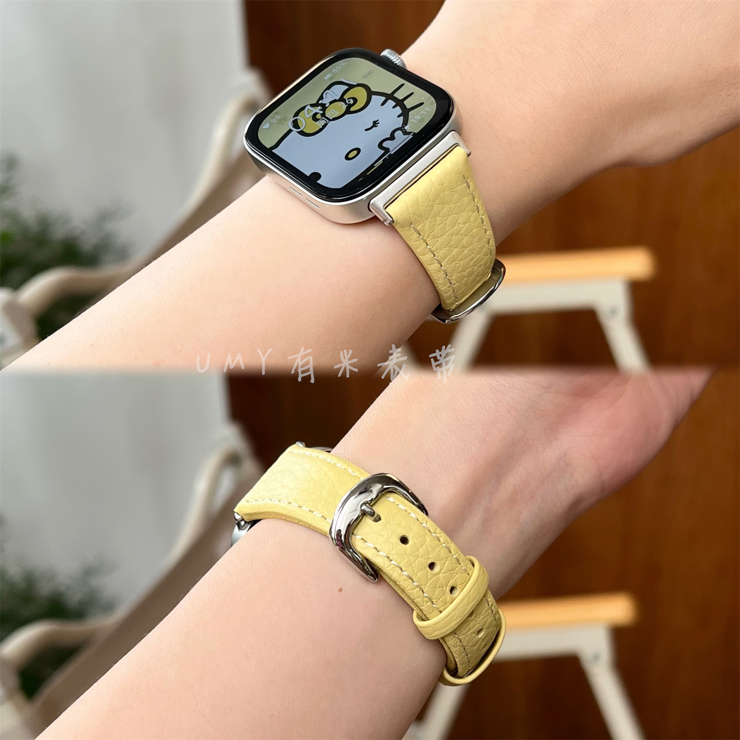 适用于华为FIT4/PRO头层真牛皮FIT3荔枝纹软表带新女款收腰多巴胺