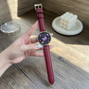 4宝石红牛皮显白高级舒适男女款 适用于华为GT5 4表带真皮Watch5